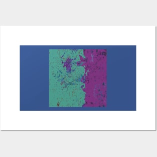 Fiber Art: Purple Teal Blue Green Abstract from fabric with digital changes Posters and Art